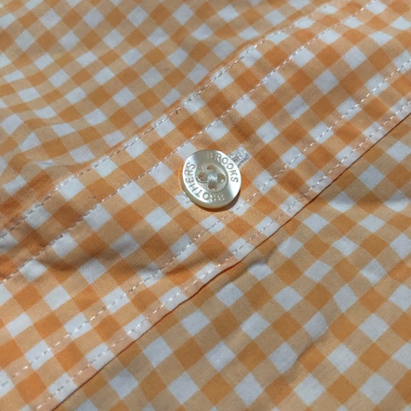 Brooks Brothers Shirt Mens Large Orange Check Long Sleeve Preppy Business D20 - Picture 2 of 8